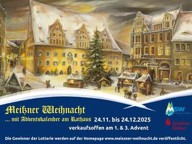 Weihnachtsmarkt Meißen 2025 – Rathaus mit Adventskalender