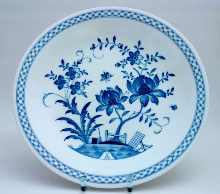 Meissen Wandschale 35cm Blaumalerei indianische Blumen 1.Wahl