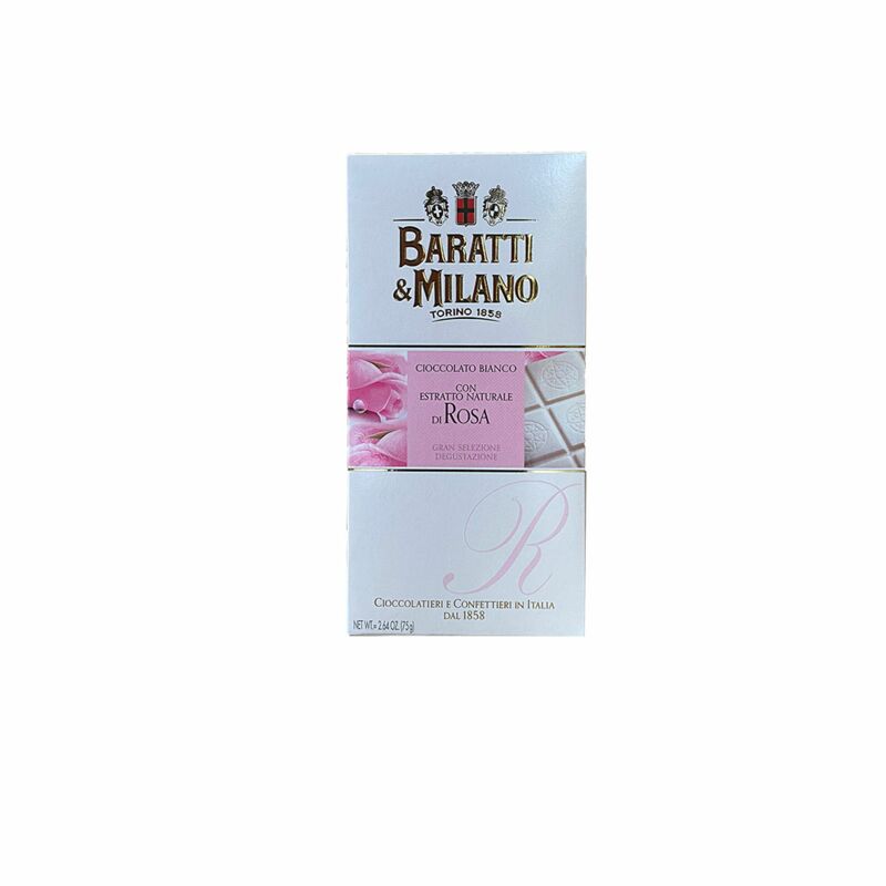 Baratti & Milano weiße Schokolade mit natürlichem Rosenextrakt, 75g
