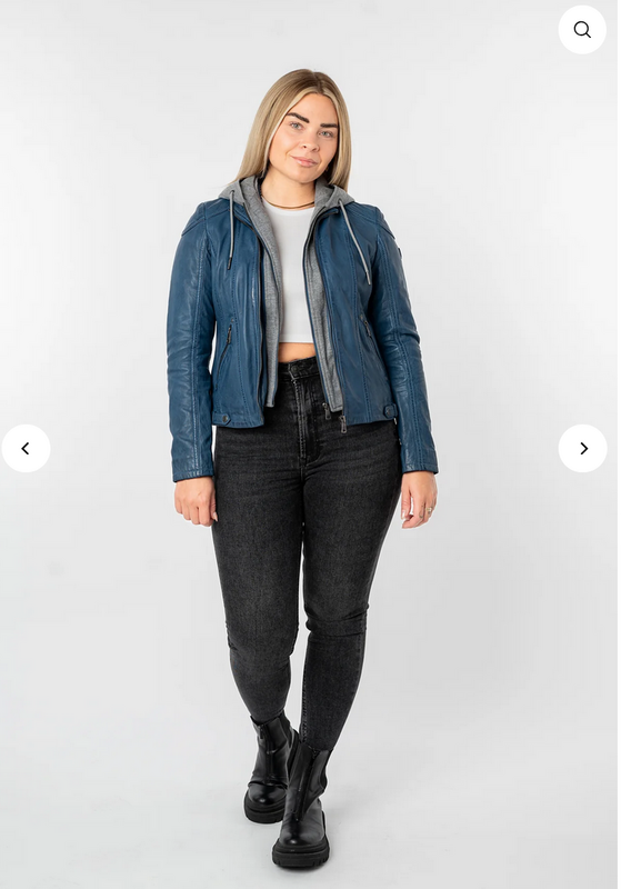 Damen Bikerjacke 100% Lammleder in blue