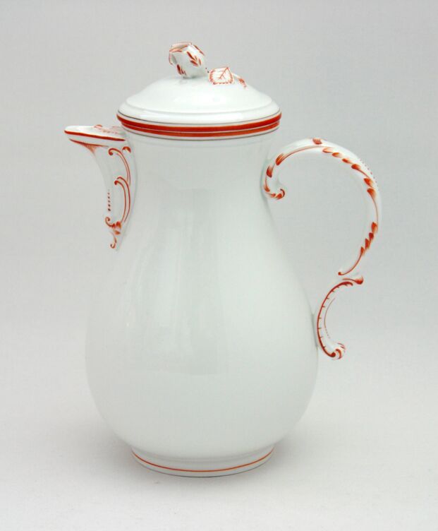 Meissen Kaffeeskanne Koralle mit Graufaden mittlere Größe (1,3 Liter)