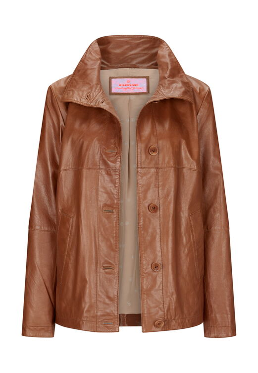 Da.- Lederjacke mit Kellerfalte im Rückteil MSAriana Milestone Gr. 38