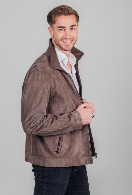 Ungefütterte Herren- Veloursleder-Jacke